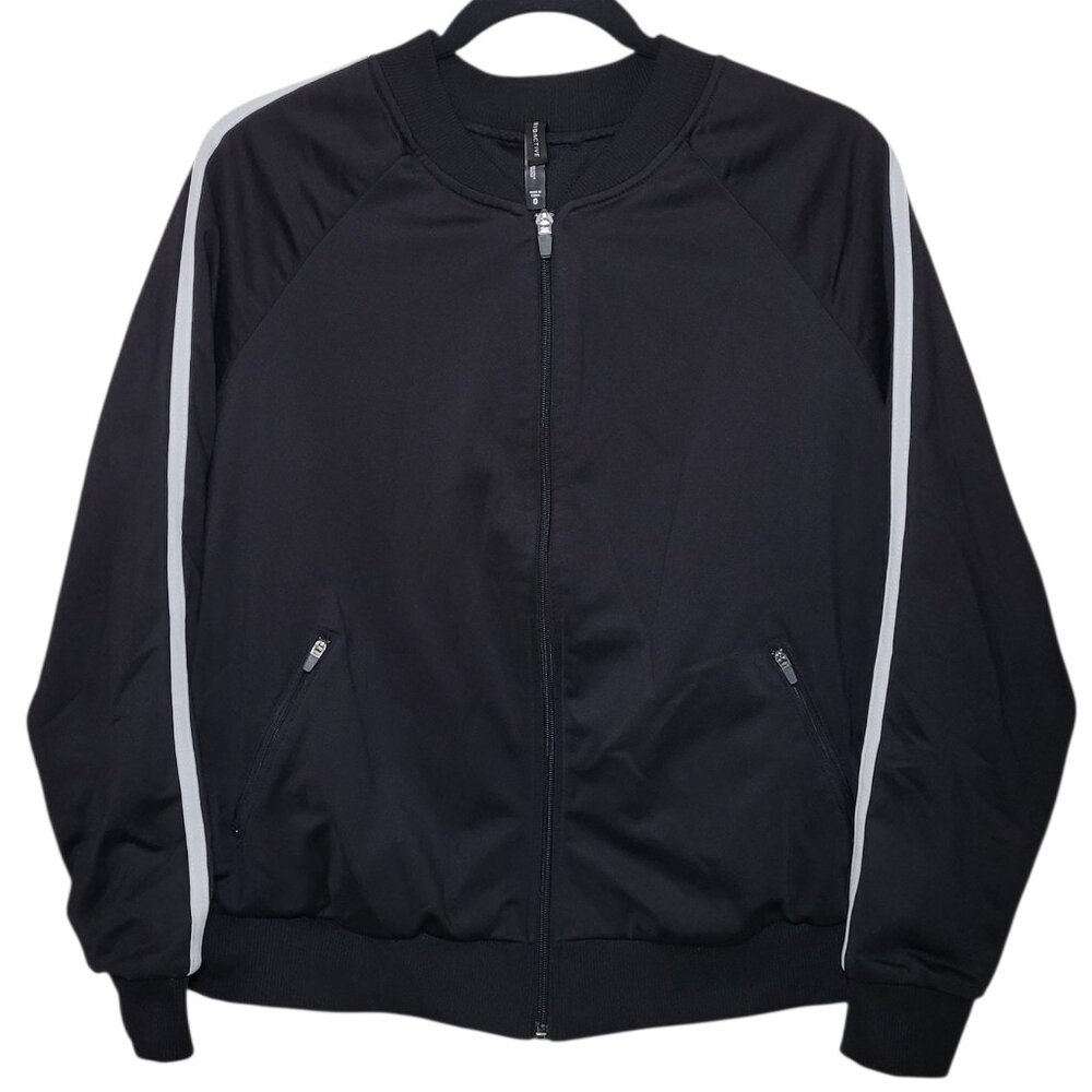 Torrid Active Full Zip Track Jacket Bomber Stripe Black White Size 0 Athleisure